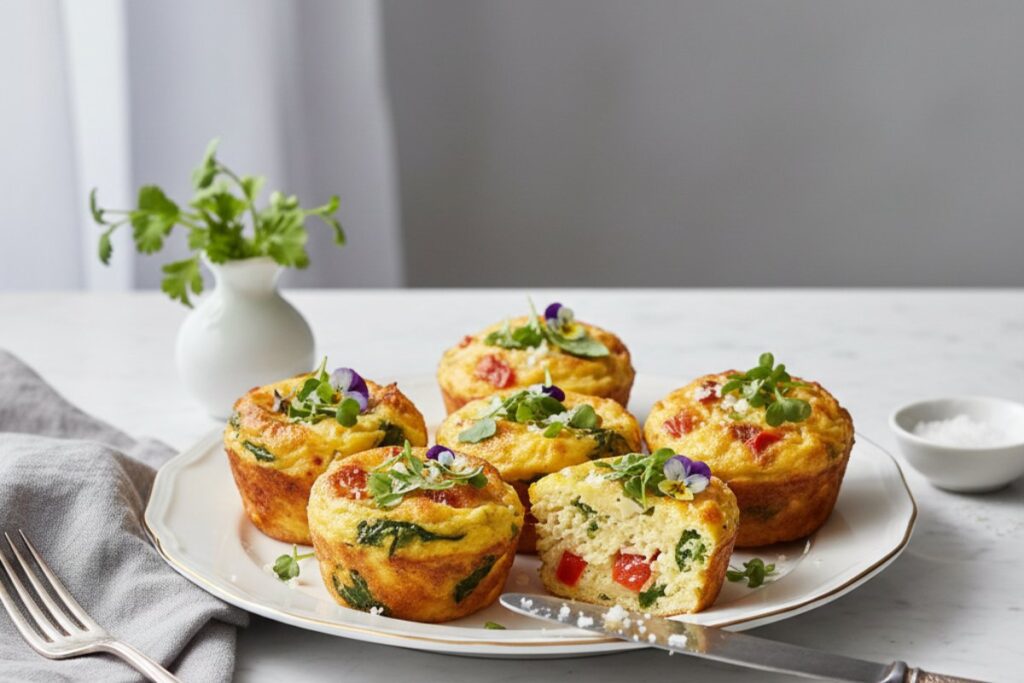 Elegant egg muffin cups fine dining presentation meal prep 10g protein