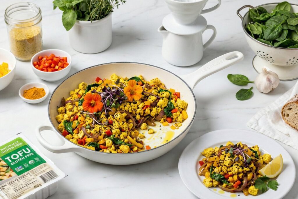  Modern tofu scramble elegant vegan 24g protein gluten free egg-free plant-based