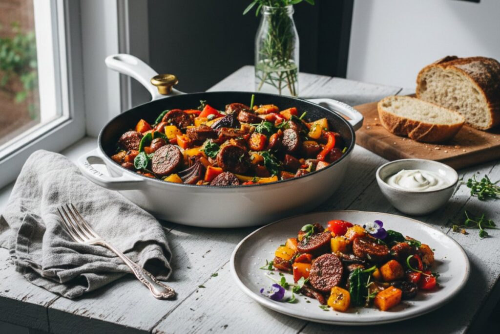 Refined turkey hash Le Creuset elegant rustic 26g protein farmhouse luxury