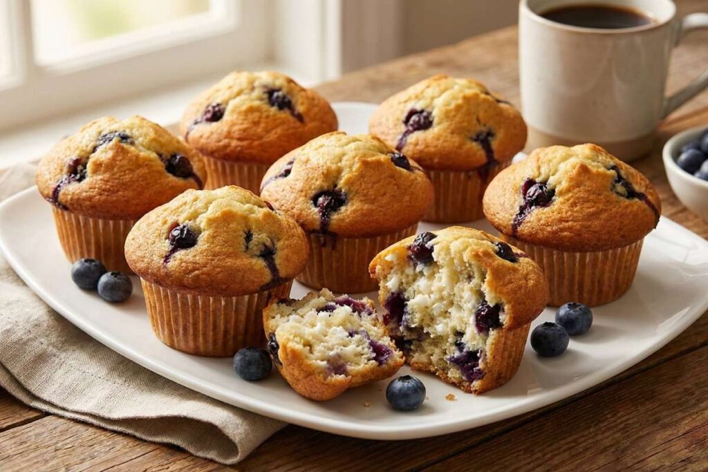 Blueberry cottage cheese protein muffins, moist high-protein breakfast muffins