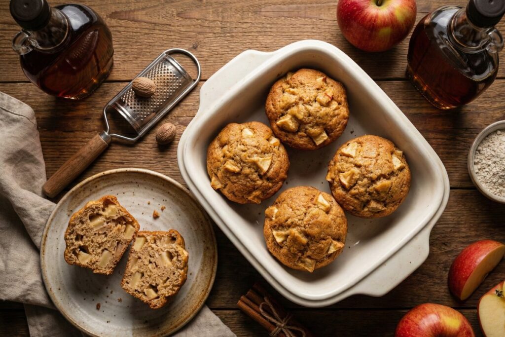 Apple cinnamon protein muffins chunks visible 12g protein cozy breakfast